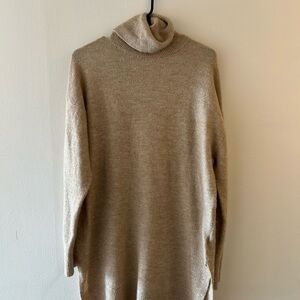 H&M Neutral Beige Longline Turtleneck Sweater